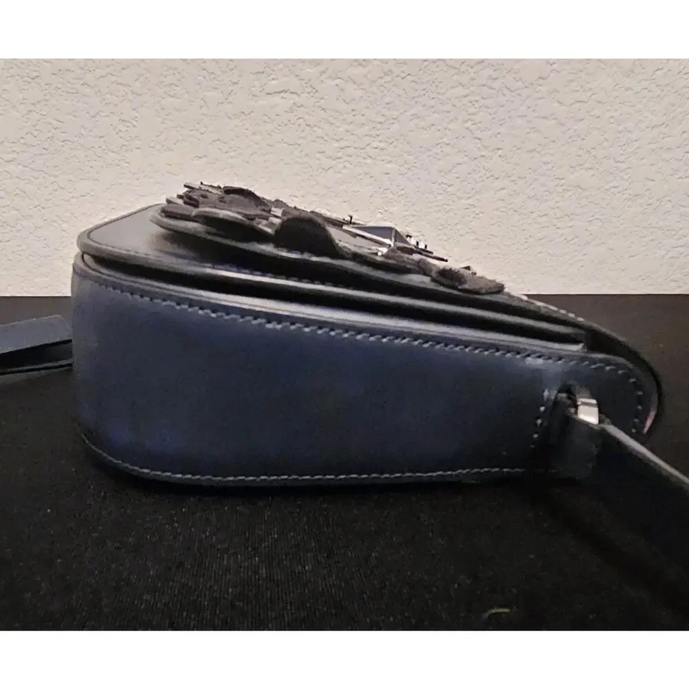 Kate Spade Owl Zibbi Blue Leather Crossbody Bag 9x6.5x2